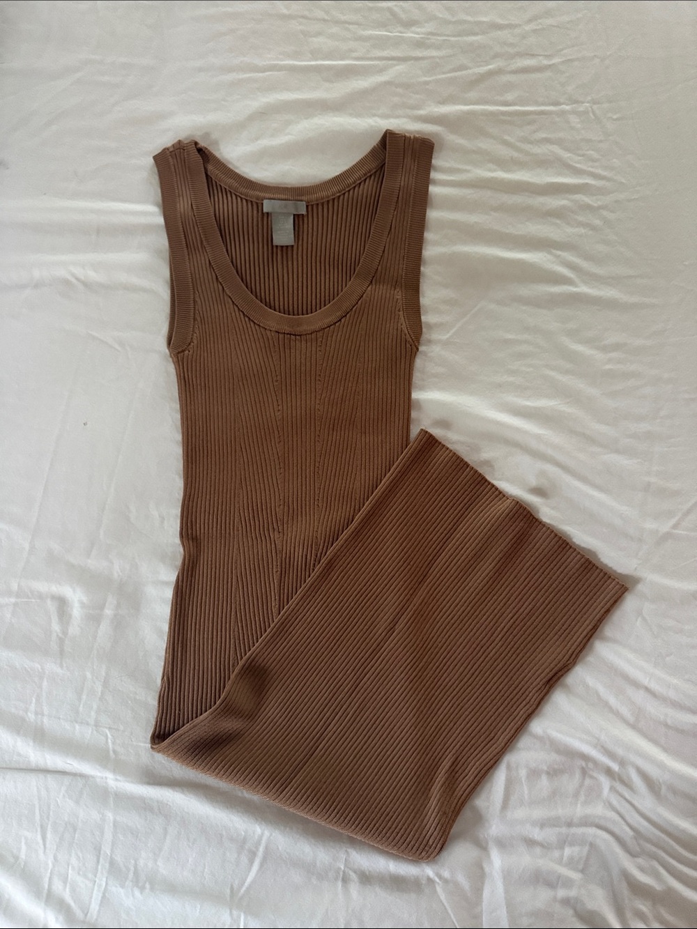 Ribbed Tank Dress in Brown